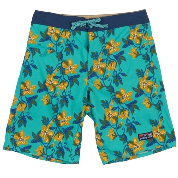 Patagonia Stretch Wavefarer Board Shorts Swim Trunk Squash Blossom Print Size 36 - Picture 1 of 10